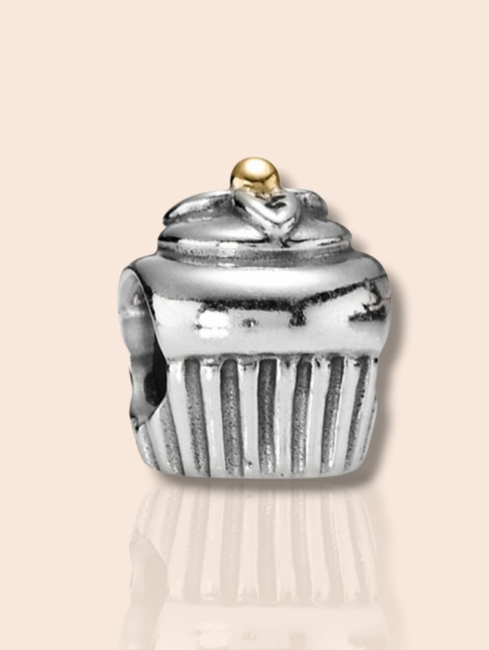 PANDORA Sterling Silver & 14K Gold Cupcake Food Bead Charm Retired